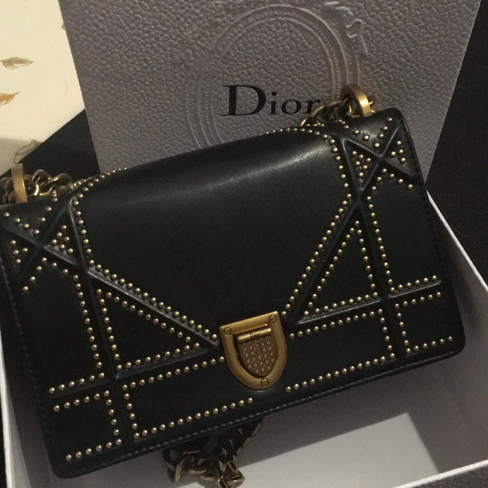Dior Studded Black and Gold Crossbody Bag